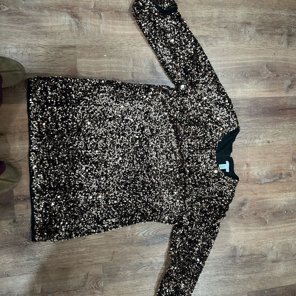 H&M Black and Gold Sequin Midi Dress
